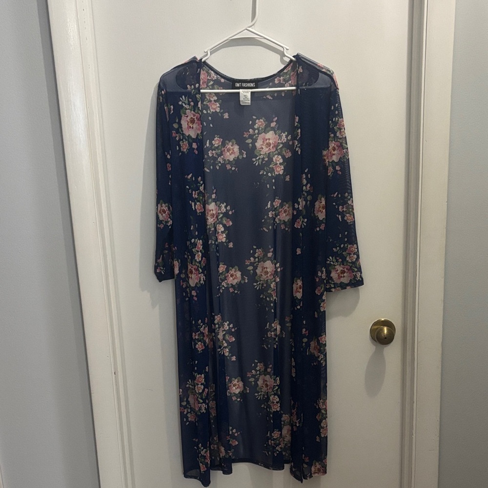 Floral Long Sleeve Dress in Navy